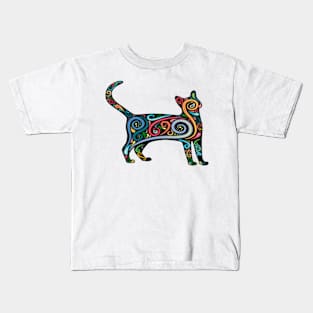 cat silhouette with colorful Design - Gifts Kids T-Shirt